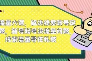 线索流量大课，解决线索账号定位问题，新号起号没流量问题，线索流量导进私域