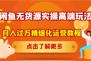 闲鱼无货源实操高端玩法，月入过万精细化运营教程