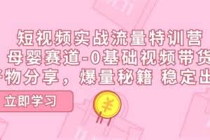 短视频实战流量特训营，母婴赛道-0基础带货，好物分享，爆量秘籍 稳定出单