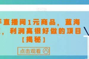 快手直播间1元商品，蓝海赛道，利润高很好做的项目【揭秘】