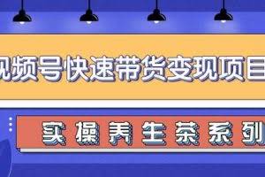 柚子视频号带货实操变现项目，零基础操作养生茶月入10000+【视频教程】