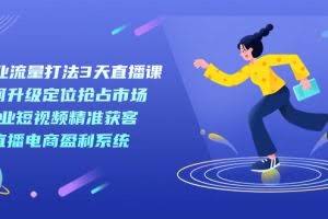新商业-流量打法3天直播课：定位抢占市场 企业短视频获客 直播电商盈利系统