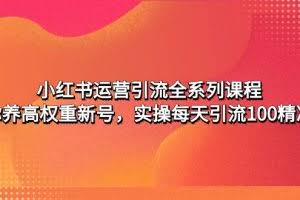 小红书运营引流全系列课程：教你养高权重新号，实操每天引流100精准粉