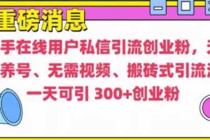 快手最新引流创业粉方法，无需养号、无需视频、搬砖式引流法【揭秘】