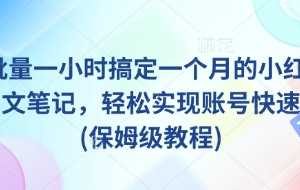 AI+批量一小时搞定一个月的小红书爆款图文笔记，轻松实现账号快速涨粉(保姆级教程)