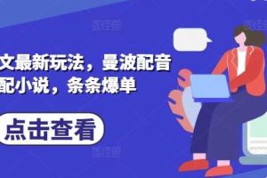 小说推文最新玩法，曼波配音搭配小说，条条爆单