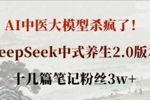 AI中医大模型杀疯了！DeepSeek中式养生2.0版本，十几篇笔记粉丝3w+