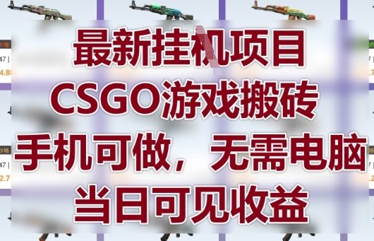 最新挂G项目，CSGO游戏搬砖，手机可做，无需电脑，当日见收益【揭秘】