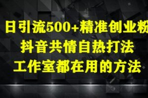 日引流500+精准创业粉，抖音共情自热打法，工作室都在用的方法