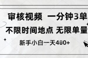 审核视频，10秒一单，不限时间，不限单量，新人小白一天4张+【揭秘】