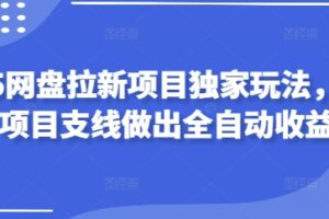 2025网盘拉新项目独家玩法，靠主项目支线做出全自动收益