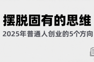 某公众号付费文章《摆脱固有的思维，2025年普通人创业的5个方向》