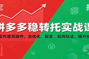 拼多多稳转托实战课：稳定托管双操作，含优化、裂变、反向玩法，提升投产