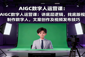 AIGC数字人运营课：讲底层逻辑，找底版视频、制作数字人，文案创作及视频发布技巧