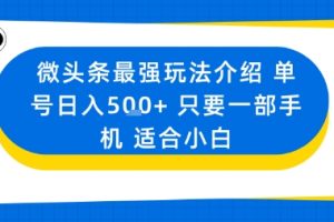 微头条最强玩法介绍一个号日入5张+只要一部手机适合小白