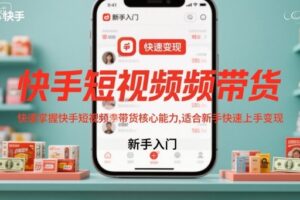 快手短视频带货，快速掌握快手短视频带货核心能力，适合新手快速上手变现