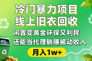 冷门暴力项目，线上旧衣回收，闲置变黄金环保又利民，还能当代理躺賺被动收入，变现+精准引流全流程
