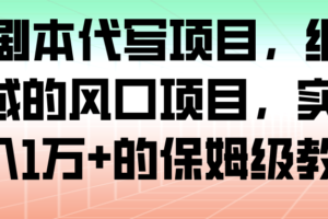 AI+剧本代写项目，细分领域的风口项目，实测月入1万+的保姆级教程