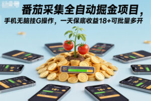 番茄采集全自动掘金项目，手机无脑挂G操作，一天保底收益18+可批量多开【揭秘】