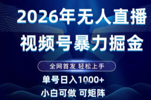 2026最新视频号无人直播掘金，全网首发，小白可以玩，长期稳定日入1k+【揭秘】