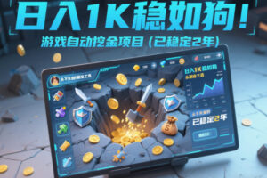 日入1K稳如狗！游戏自动挖金项目（已稳定2年），永不失业的副业之选【揭秘】