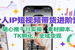 个人IP短视频带货进阶营：随心推千川实操、素材脚本、TK孵化，全域变现