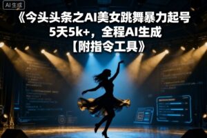 今日头条之AI美女跳舞暴力起号，5天1k+，全程AI生成【附指令工具】