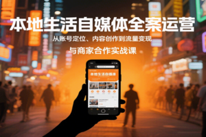 本地生活自媒体全案运营，从账号定位、内容创作到流量变现与商家合作实战课