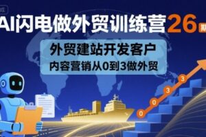 AI闪电做外贸训练营26期，外贸建站开发客户内容营销从0到3做外贸