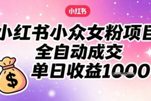 小红书小众女粉项目，全自动成交，单日收益多张