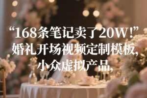 168条笔记卖了20W！婚礼开场视频定制模板，小众虚拟产品