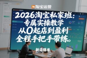 2026淘宝私家班：专属实操教学，从0起店到盈利，全程手把手带练（更新）