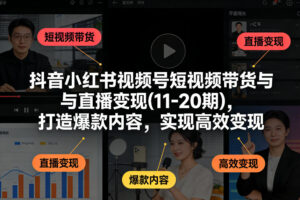 抖音小红书视频号短视频带货与直播变现(10-20期)，打造爆款内容，实现高效变现（更新）