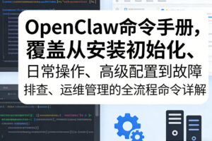 OpenClaw命令手册，覆盖从安装初始化、日常操作、高级配置到故障排查、运维管理的全流程命令详解