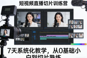 短视频直播切片训练营，7天系统化教学，从0基础小白到切片熟练