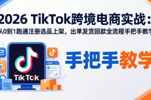 (17850期)2026TikTok跨境电商实战:从0到1跑通注册选品上架,出单发货回款全流程手把手教学