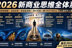 (19696期)2026新商业思维全体系:自测思维维度×金钱本质×财富轮到你×四大布局×赚100万1000万选人×股权坑×赛道