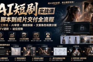 (19717期)AI短剧实战课:高效工作流×AI审美×爆款拆解×文案角色场景分镜×LibTV进阶×站位控制×从脚本到成片交付全流程