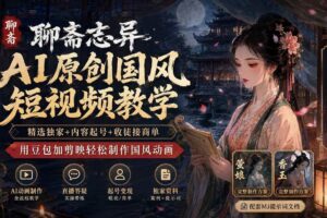 （19754期）聊斋志异AI原创国风短视频教学-更新；精选独家+内容起号+收徒接商单，用豆包加剪映轻松制作国风动画
