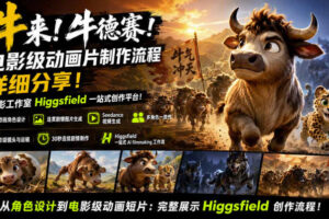 牛来！牛德赛！电影级动画片制作流程详细分享！电影工作室Higgsfield一站式创作平台，完整创作流程