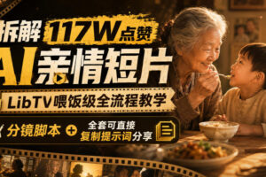 拆解117W点赞AI亲情短片，LibTV喂饭级全流程教学，分镜脚本+全套可直接复制提示词分享