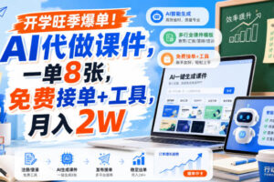 开学旺季爆单！AI代做课件，一单8张，免费接单+工具，月入2W【揭秘】