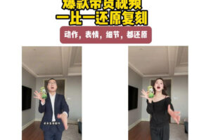 AI带货视频复刻，一比一还原加二创，动作，表情，细节，都还原，新手也能直接套用