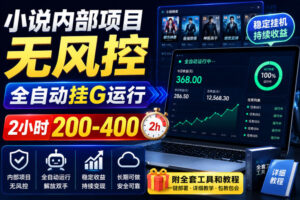 小说内部项目无风控，全自动挂G运行，2小时200-400，附全套工具和教程【揭秘】