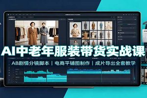 AI中老年服装带货实战课：AB剧情分镜脚本，电商平铺图制作，成片导出全套教学