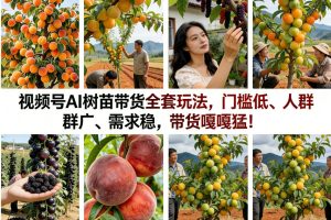 视频号AI树苗带货全套玩法，门槛低、人群广、需求稳，带货嘎嘎猛！（更新0908）