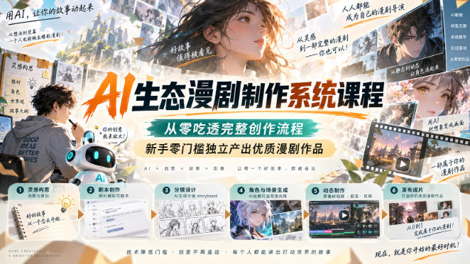 AI生态漫剧制作系统课程,从零吃透完整创作流程,新手零门槛独立产出优质漫剧作品
