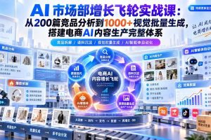 (20436期)AI 市场部增长飞轮实战课:从200篇竞品分析到1000+视觉批量生成,搭建电商AI内容生产完整体系