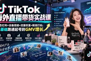 （20465期）TikTok海外直播带货实战课｜生态红利+设备搭建+流量权重+精准打标，零基础跑通起号到GMV增长