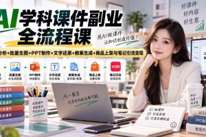 （20469期）AI学科课件副业全流程课｜对标分析+批量生图+PPT制作+文字还原+教案生成+商品上架与笔记引流变现